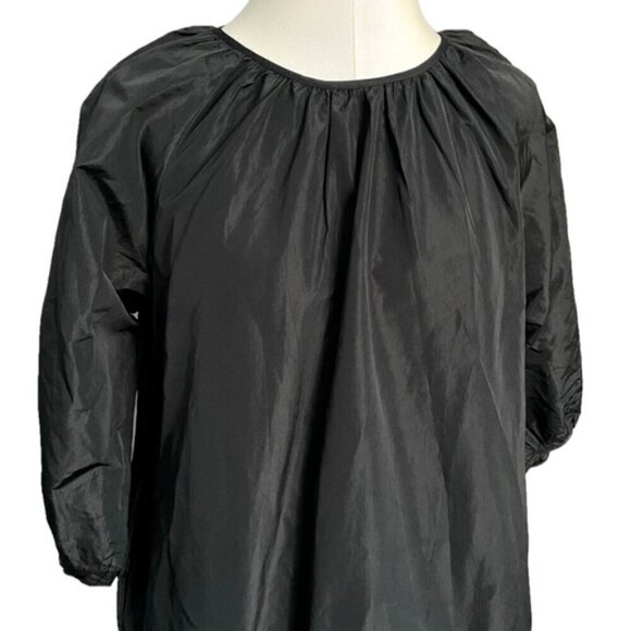 Aritzia Wilfred Black Taffeta Cava Dress w/ Puff Sleeves - S - Picture 4 of 16